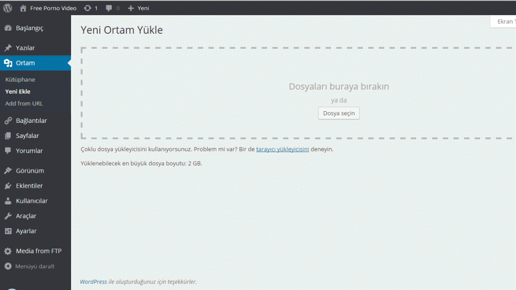 Wordpress ortam ekleme ve upload sorunu