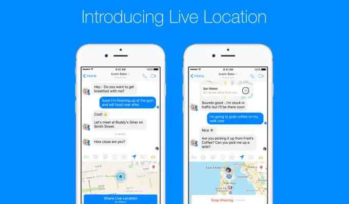 Facebook Messenger'da Canlı Konumlar 1 saatliğine paylaşılabilecek !