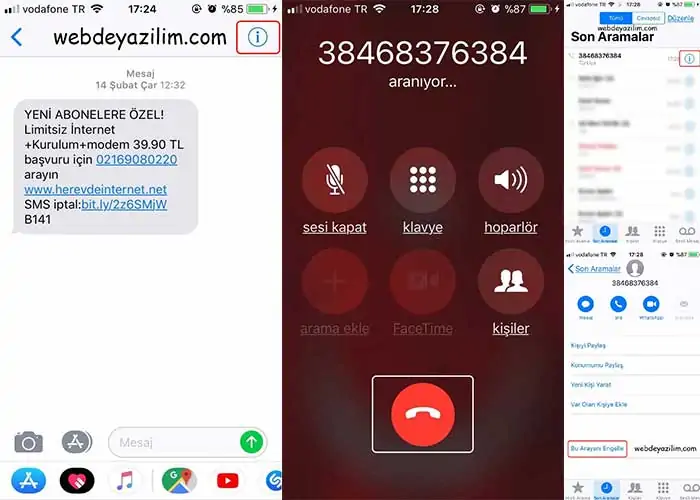iphone numarasız mesajları engelleme
