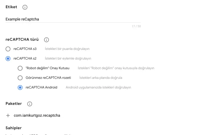 Android reCAPCHA kullanımı
