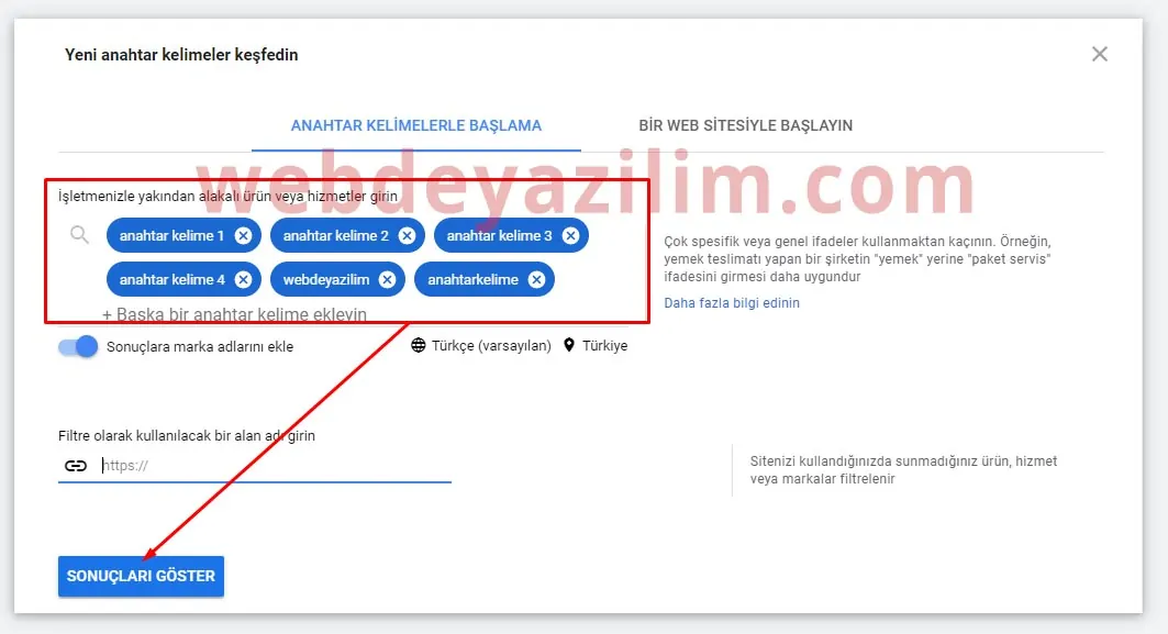 Google Anahtar Kelime Planlayıcı