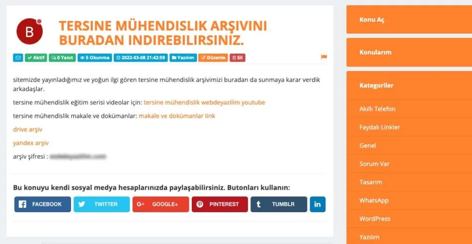tersine mühendislik arşivi forum konumuz