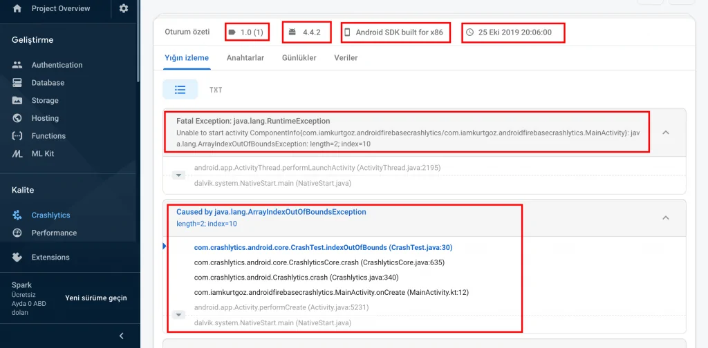 Android Firebase Crashlytics Kurulumu