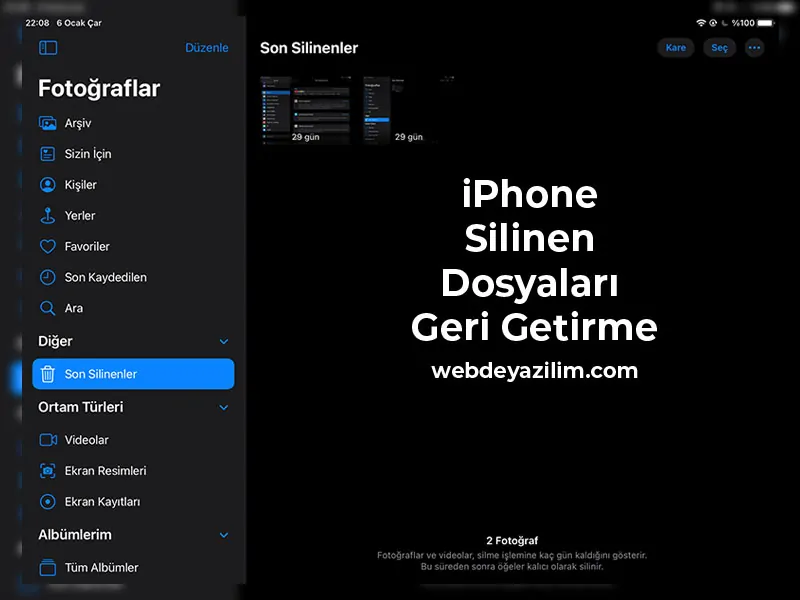 iPhone Silinen Fotoğrafları Geri Getirme