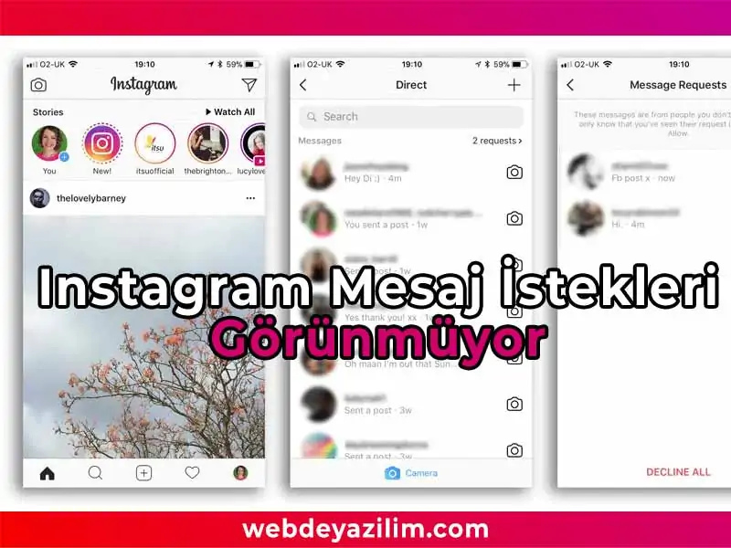 instagram mesaj istekleri görünmüyor