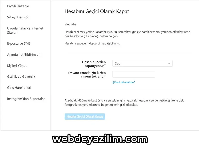 Instagram Hesap Dondurmak