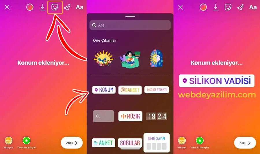 instagram konum ekleme - hikaye