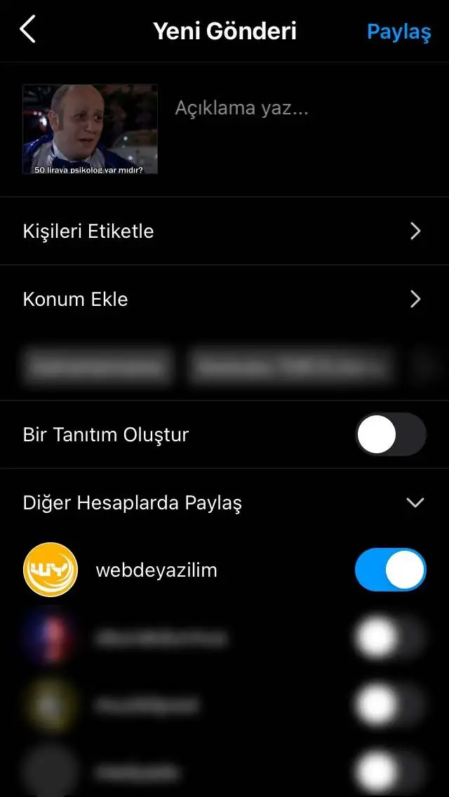instagram konum ekleme - gönderi