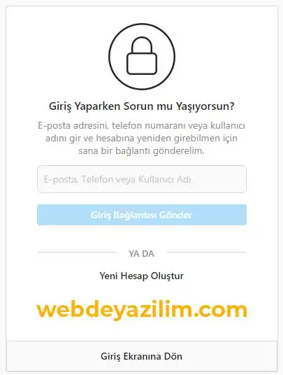 instagram şifremi unuttum