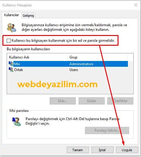 Windows 10 Parola Kaldırma