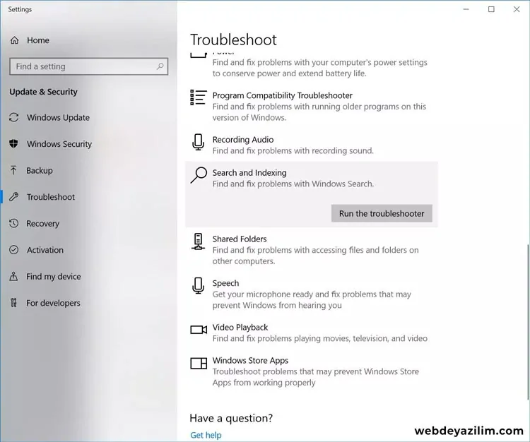 Windows Sorun Giderme Hizmetini Kullanın