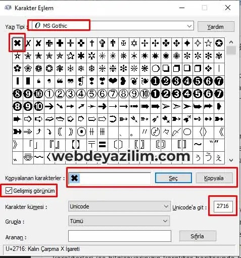 çarpı işareti nasıl yapılır