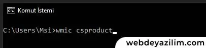 Windows CMD ile Anakart Modelini Öğrenme