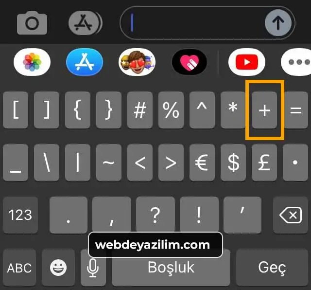 telefonda artı işareti