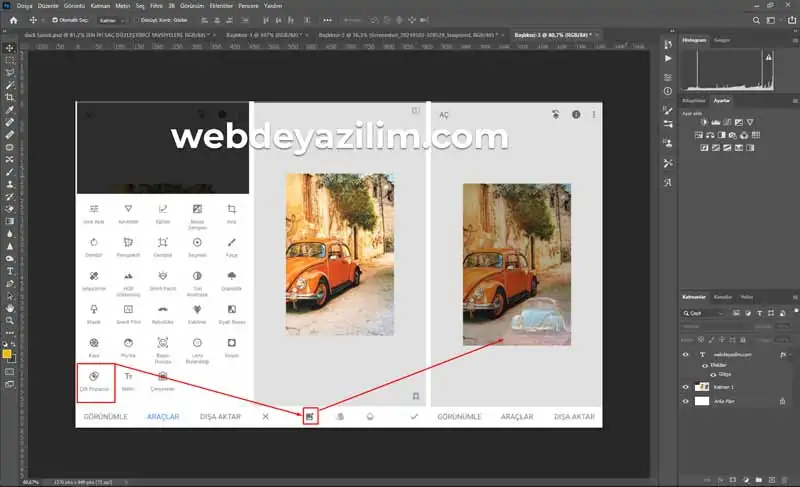 photoshop ile birleştirilen üç görsel