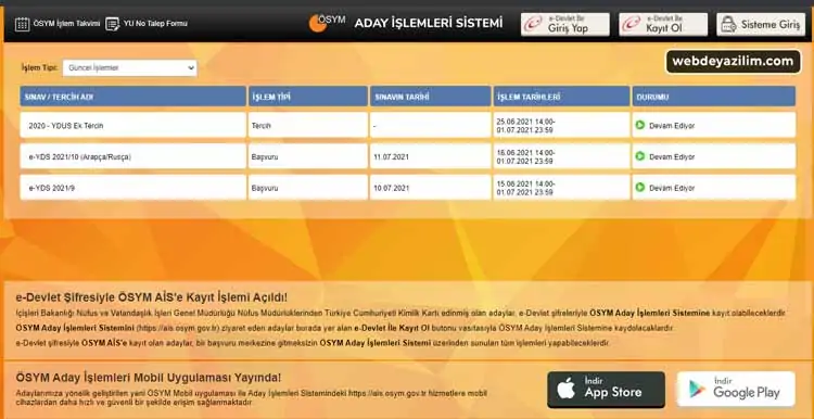 ÖSYM Aday İşlemleri Sistemi