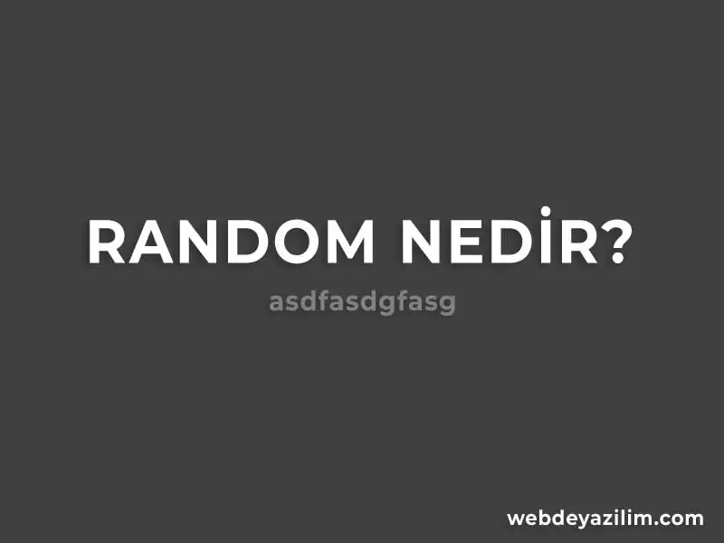 Random Nedir? Random Kelime Anlamı