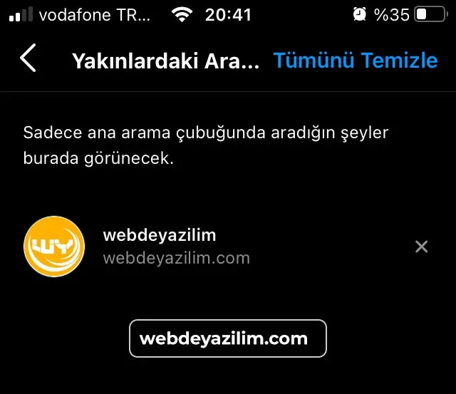 Instagram keşfet arama geçmişi temizleme