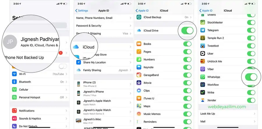whatsapp icloud yedekleme