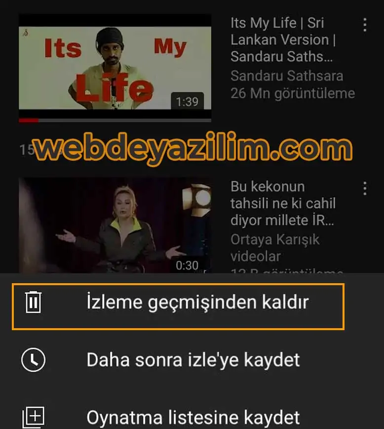 Belirli Bir İzleme Ögesini Silme
