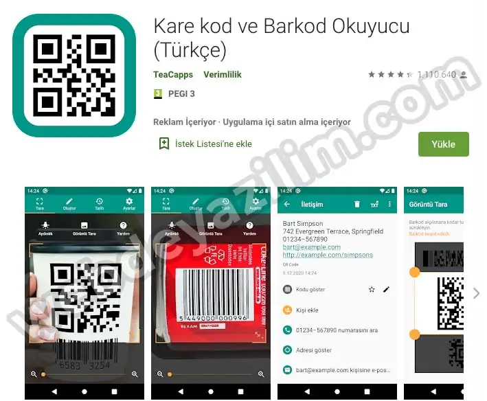 Kare kod ve Barkod Okuyucu (Türkçe)