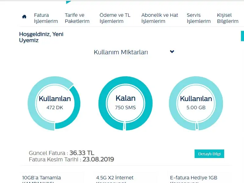Türk Telekom Kalan Kullanım Öğrenme