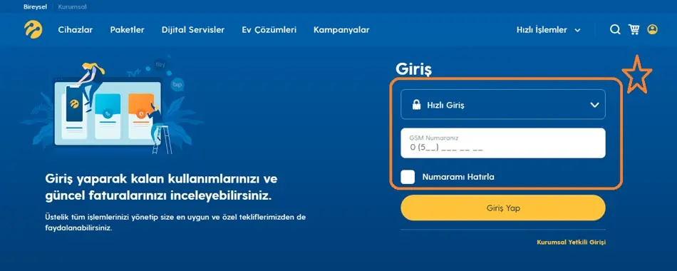 Turkcell Online İşlemler veya Dijital Operatör
