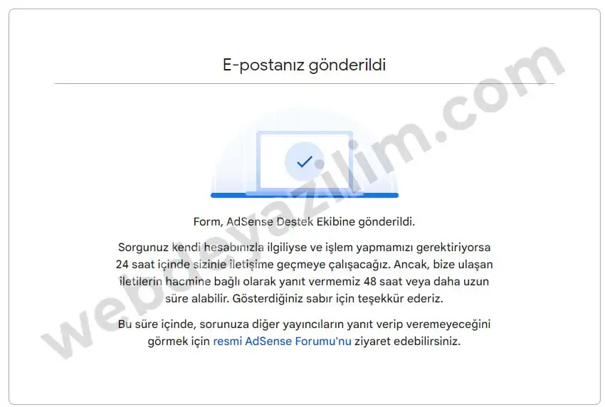 Adsense PIN Gelmiyor Sorunu Adım 3