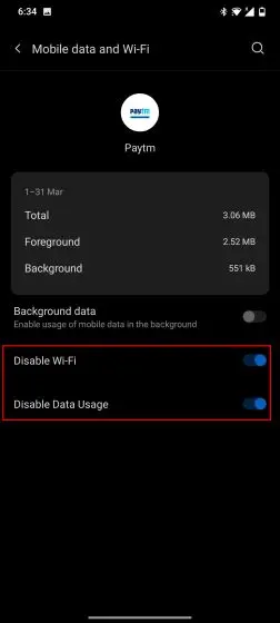 Android'de Veri Kullanımını Devre Dışı Bırakmak
