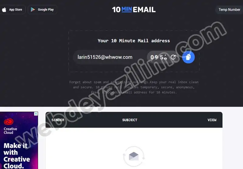 10 dakikalık geçici mail sitesi