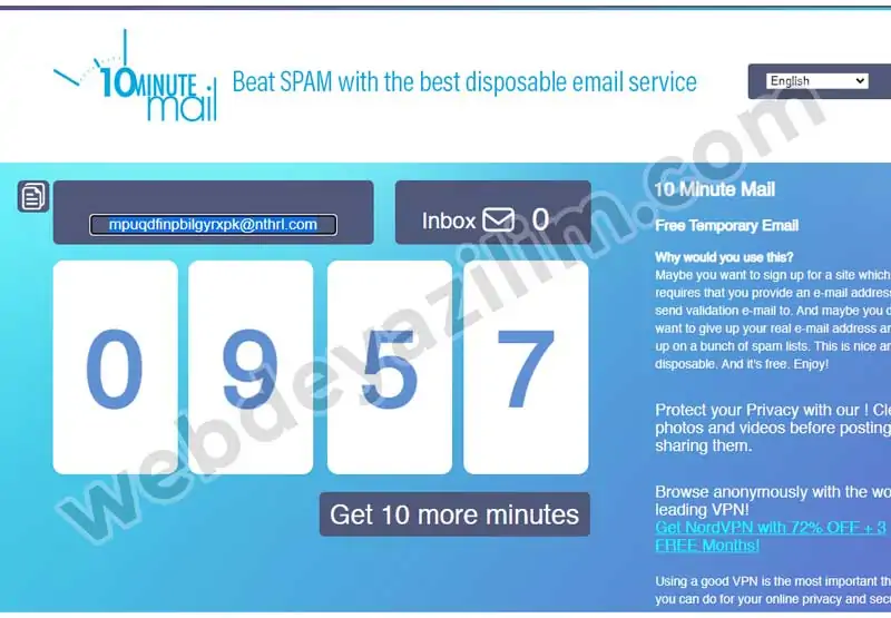 10 dakikalık geçici mail sitesi