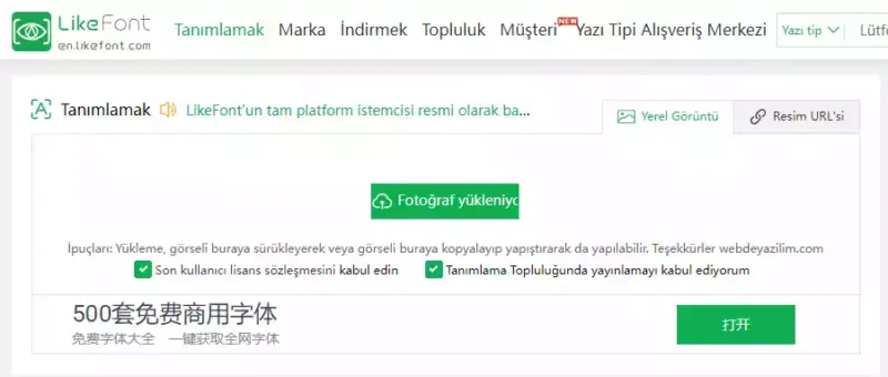 Resimden font bulmak istediğinizde bu aracı kullanabilirsiniz