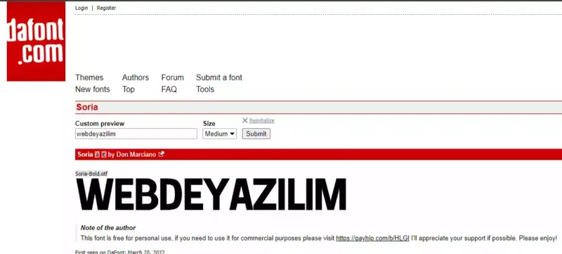 Arşiv içerisindeki fontlara bakarak istediğiniz fontu bulun
