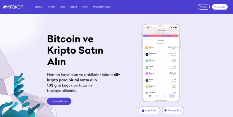 Kraken | Kripto Para Borsası, Uygulaması ve Sitesi