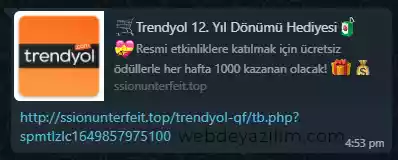 trendyol hediye çeki dolandırıcılığı mesajı whatsapp