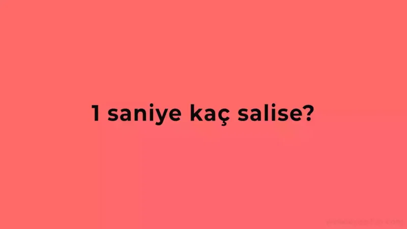 1 Saniye Kaç Salise Eder?