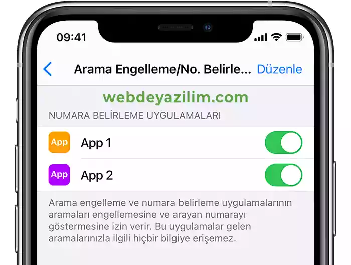 iPhone Arama Engelleme Uygulama Ayarları