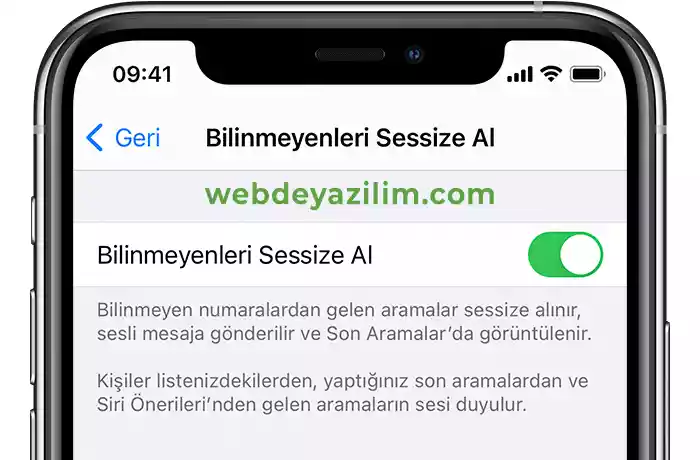 Bilinmeyenleri Sessize Al özelliğini kullanmak için:
