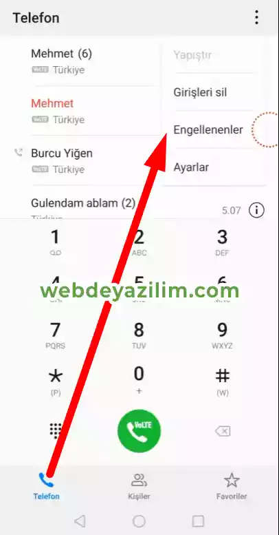 huawei bilinmeyen numaradan gelen aramaları engelleme