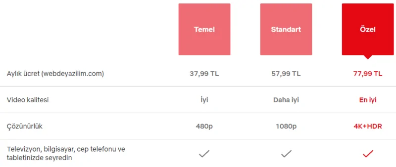 netflix üyelik ücretleri