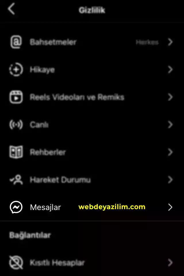 Instagram mesaj isteklerini kapatma