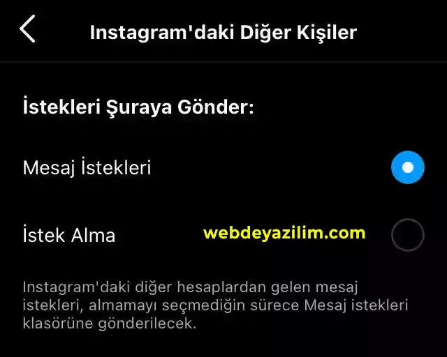 Mesaj isteklerini kapatma / açma