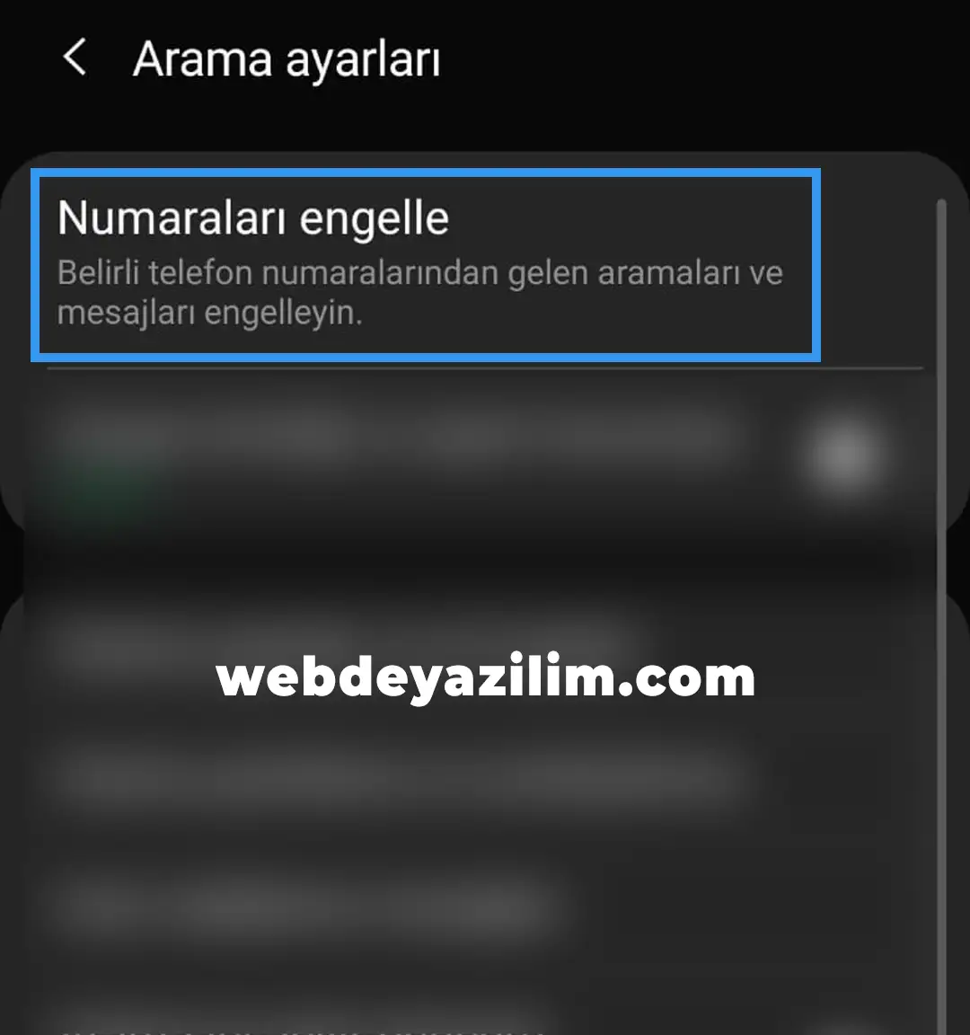 rehberde olmayan numaraları engelleme