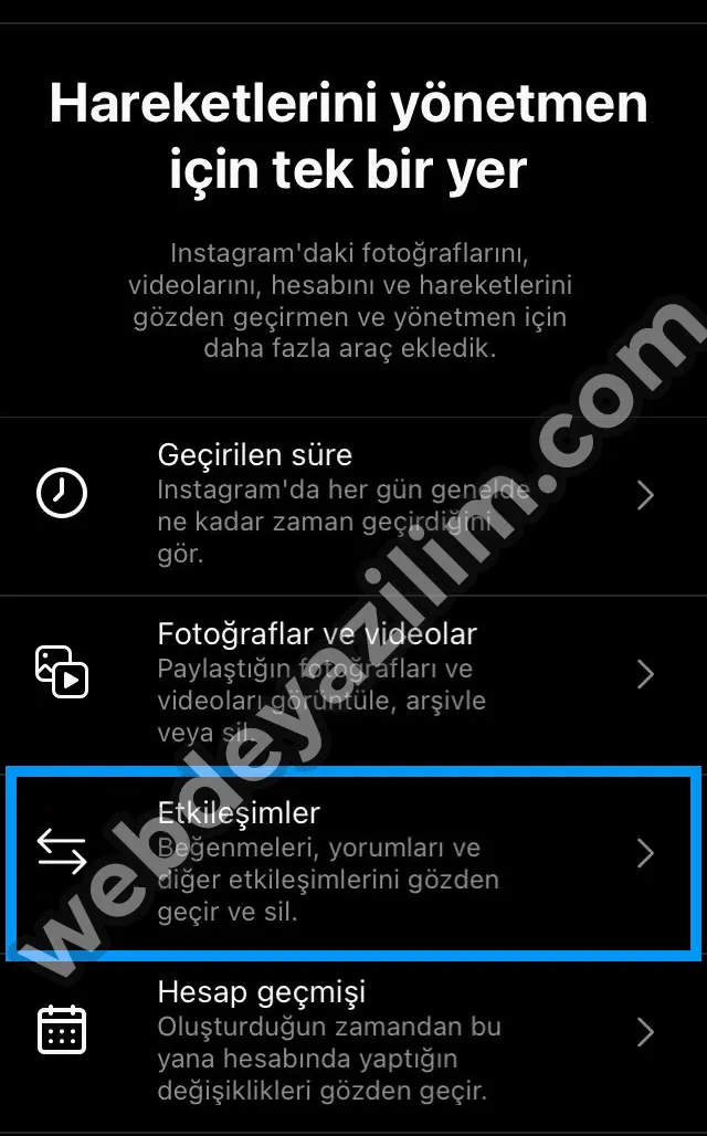 instagram etkileşimler ayarı