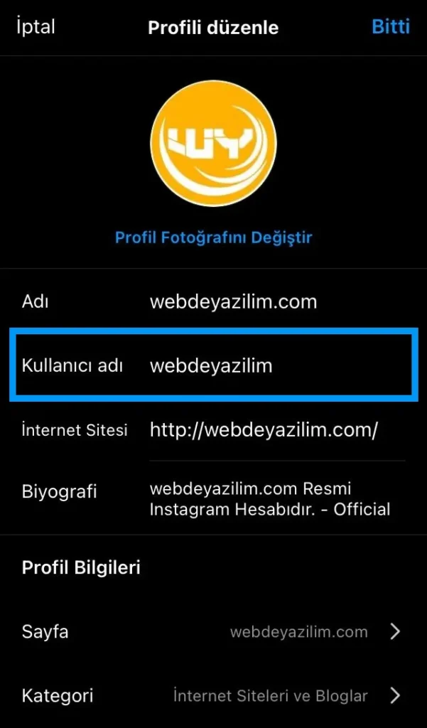 instagram kullanıcı adı değiştirme sayfası ayarları mobil uygulama