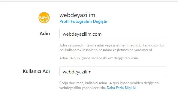 Instagram Kullanıcı Adı Değiştirme Linki