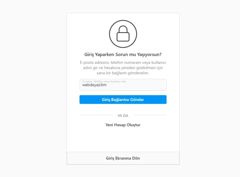 Instagram Şifre Yenileme Linki Açılmıyor