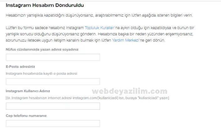 Instagram 38 Formu ile Hesap Kurtarma