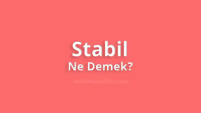 Stabil Ne Demek? Stabilize Ne Demek?