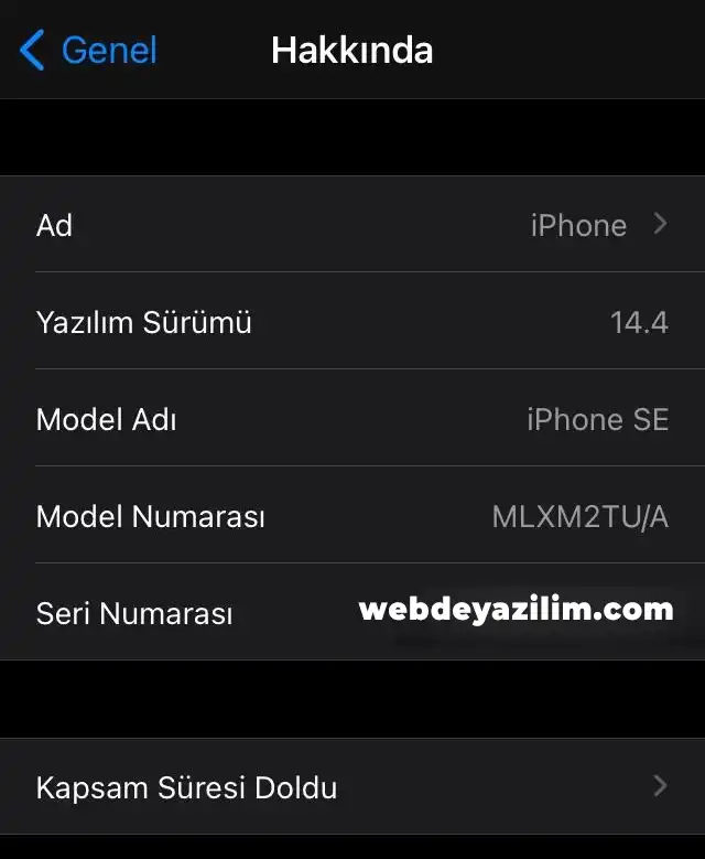 iphone hakkında seri numarası öğrenme